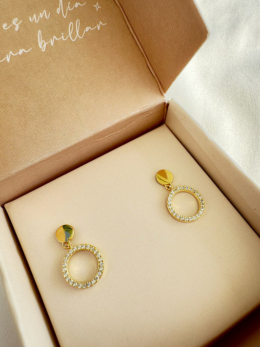 Aretes argolla con circones chicos