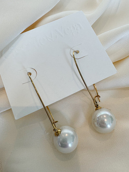 Aretes asa grande con perla