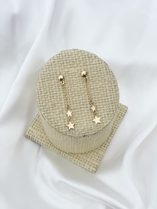 Aretes cadena con 2 estrellas