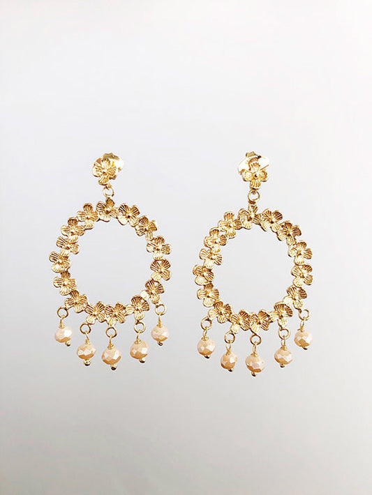 Aretes florcitas texturadas con muranos