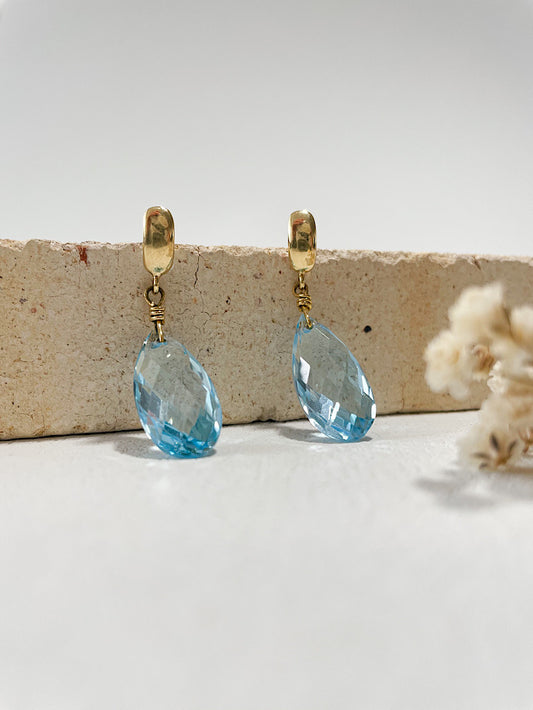 Aretes gota topacio azul