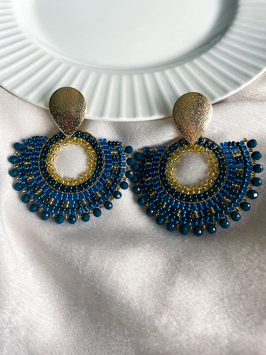 Aretes media luna mostacillas con muranos
