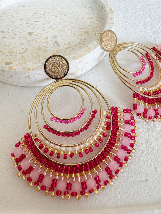 Aretes varias argollas con mostacillas
