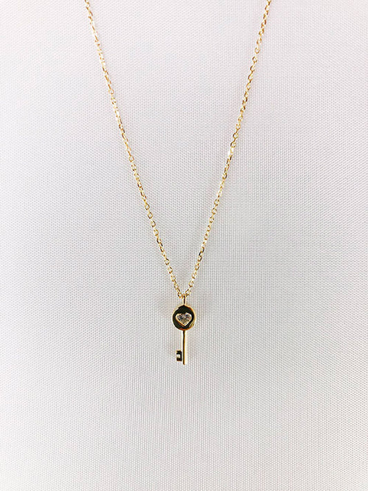 Cadena con dije llave con 1 circón