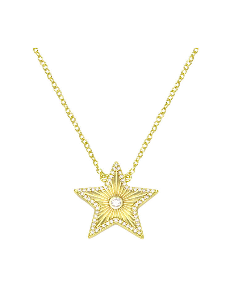 Cadena con dije estrella diamantada con circones