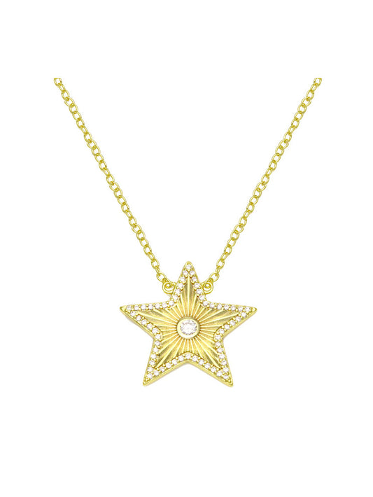 Cadena con dije estrella diamantada con circones