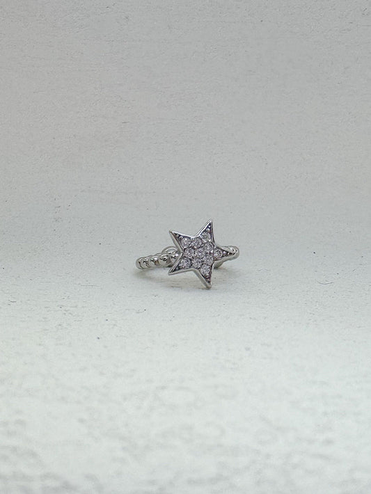 Earcuff argolla de bolitas y estrella con circones