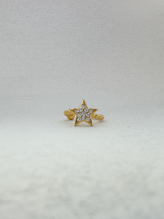 Earcuff argolla de bolitas y estrella con circones