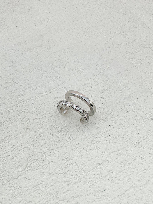 Earcuff doble argolla 1 lisa y 1 con circones