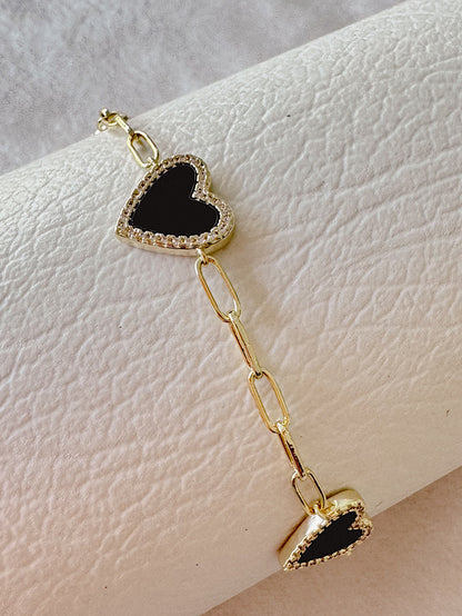 Pulsera paper clip con 3 corazones