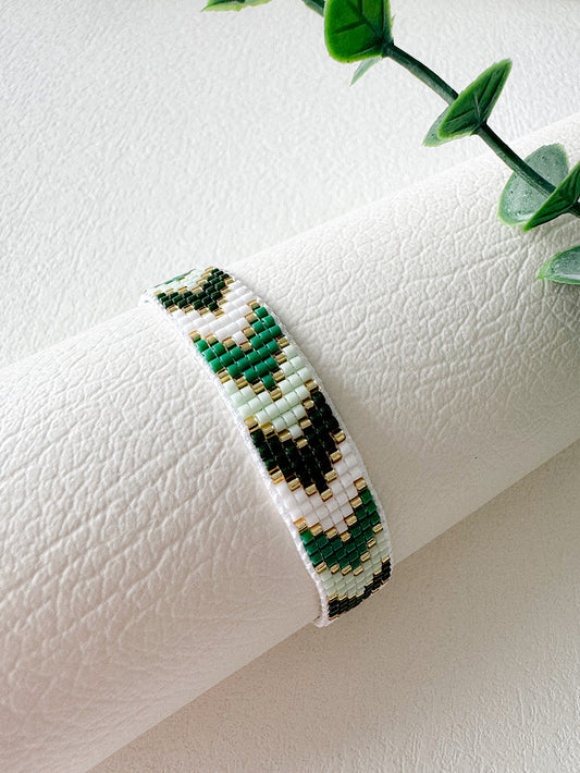 Pulsera tejida miyuki 7 filas tonos verdes