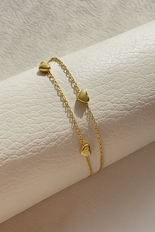 Pulsera doble cadena con corazón