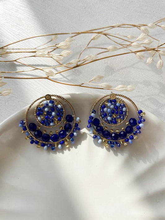 Aretes pegados círculo y argolla con muranos y mostacillas