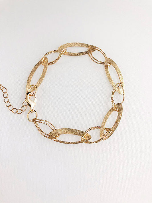 Pulsera argollas oval satinadas con diamantadas