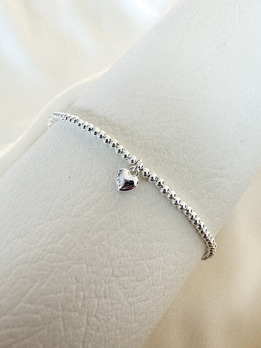 Pulsera bolas 2mm con dije corazón