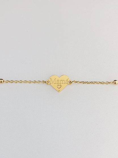 Pulsera cadena con dije corazón mamá
