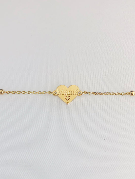 Pulsera cadena con dije corazón mamá