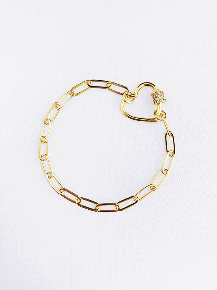 Pulsera Paper Clip delgada con broche corazón