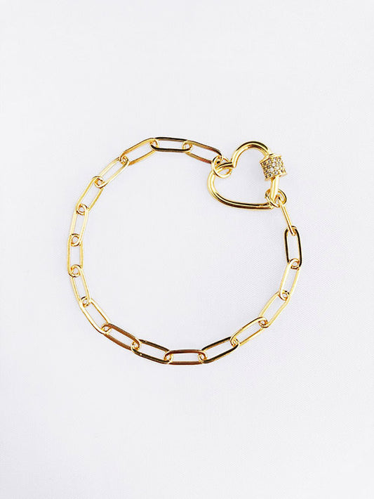 Pulsera Paper Clip delgada con broche corazón