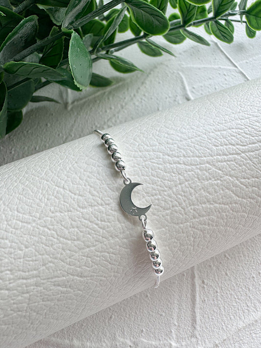 Pulsera regulable luna con bolitas