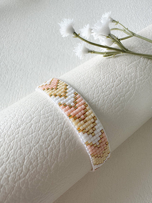Pulsera tejida miyuki 7 filas tonos rosados