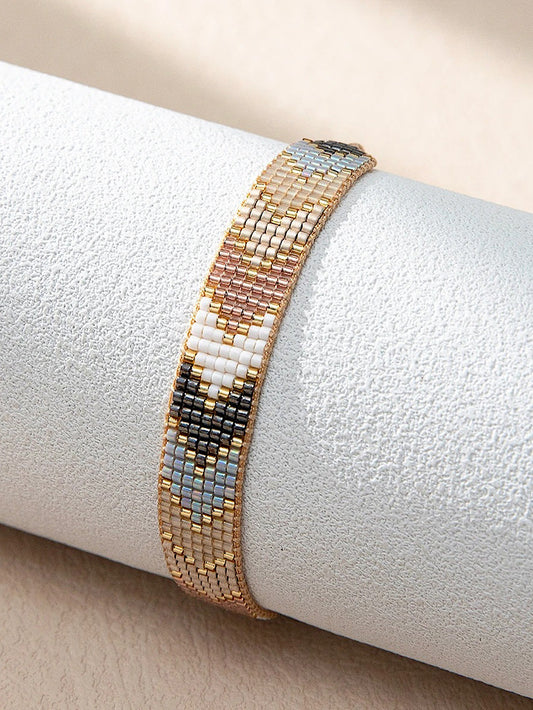 Pulsera tejida miyuki 7 filas tonos marrones