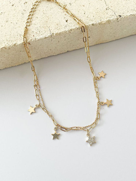 Tobillera 2 cadenas con estrellitas