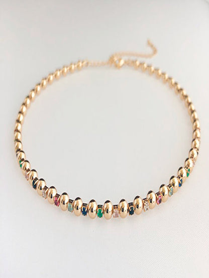 Choker bolitas con piedras de colores