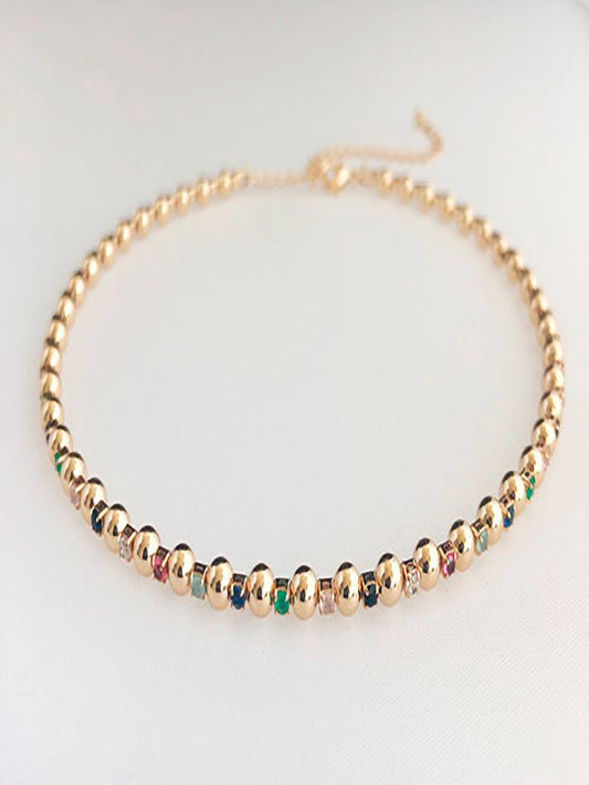 Choker bolitas con piedras de colores