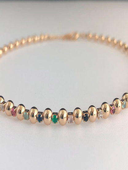 Choker bolitas con piedras de colores